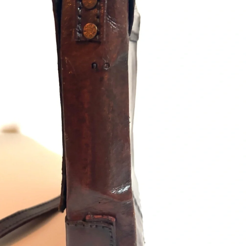 Vintage handmade Brown Leather Crossbody Bag